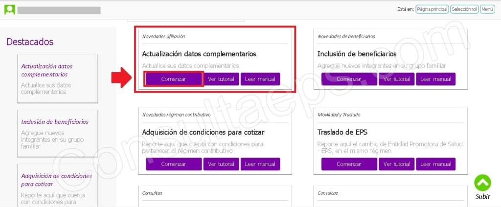 Actualización datos personales