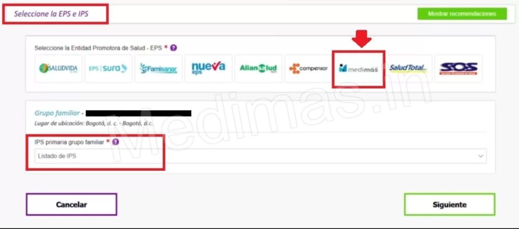 afiliación por internet en Medimás EPS