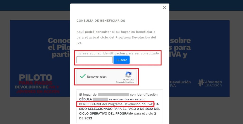 Consulte si es beneficiario a la Devolución del IVA